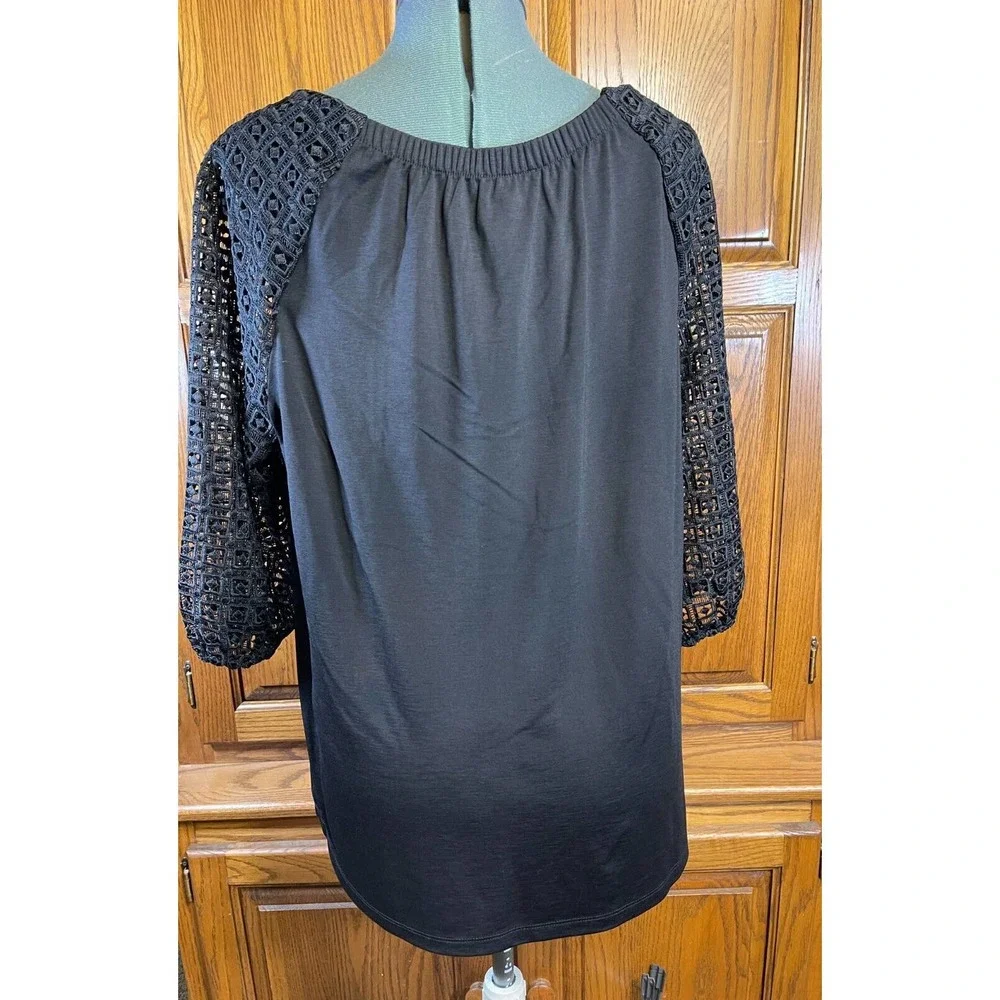 Talbots Off The Shoulder Plus Sz 1X Top Black 3/4 Cut-Out Sleeve Womens - Picture 3 of 8